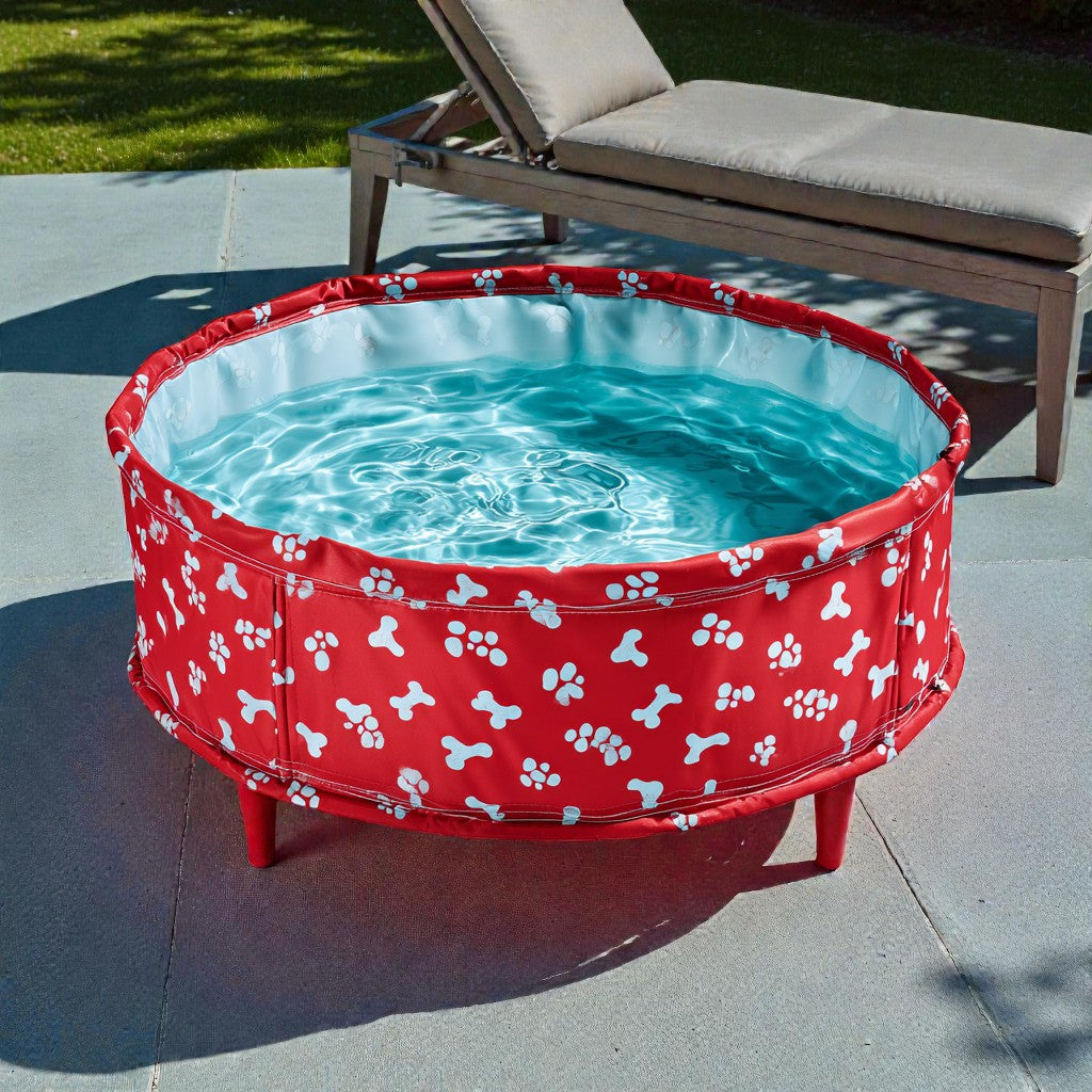 Zylex Patterned Dog Pool - Bone Red