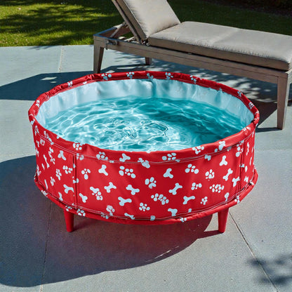 Zylex Patterned Dog Pool - Bone Red